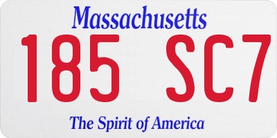 MA license plate 185SC7