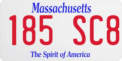 MA license plate 185SC8