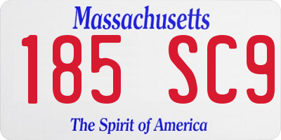 MA license plate 185SC9