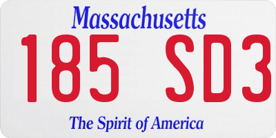 MA license plate 185SD3