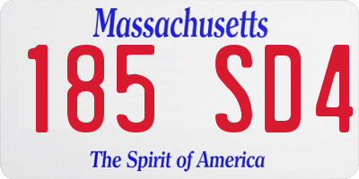 MA license plate 185SD4