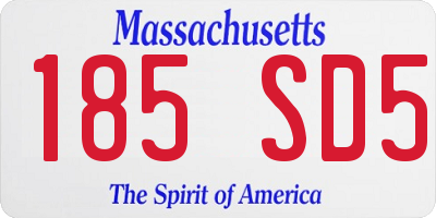 MA license plate 185SD5