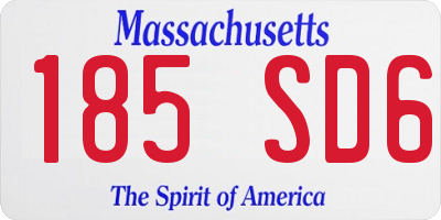 MA license plate 185SD6