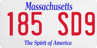 MA license plate 185SD9