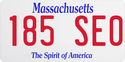 MA license plate 185SE0
