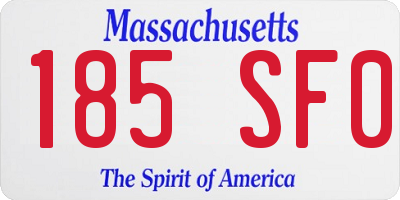 MA license plate 185SF0