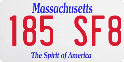 MA license plate 185SF8