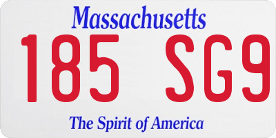 MA license plate 185SG9
