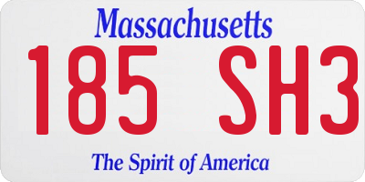 MA license plate 185SH3