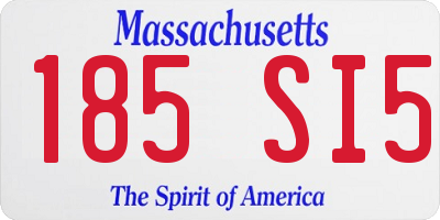 MA license plate 185SI5