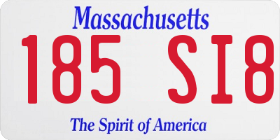 MA license plate 185SI8