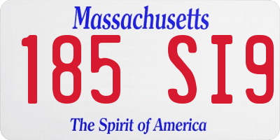 MA license plate 185SI9
