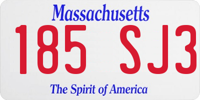 MA license plate 185SJ3
