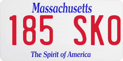 MA license plate 185SK0