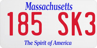 MA license plate 185SK3
