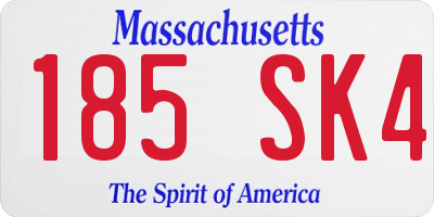 MA license plate 185SK4