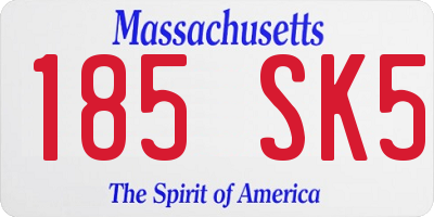 MA license plate 185SK5