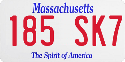 MA license plate 185SK7