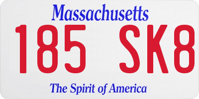 MA license plate 185SK8