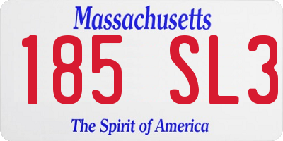 MA license plate 185SL3
