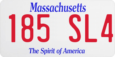 MA license plate 185SL4