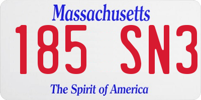 MA license plate 185SN3