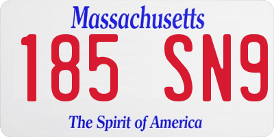 MA license plate 185SN9