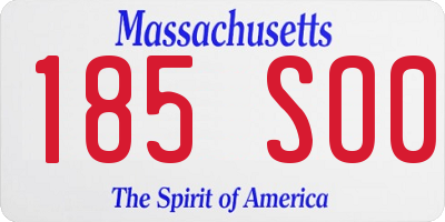 MA license plate 185SO0