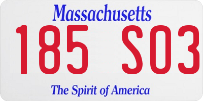 MA license plate 185SO3