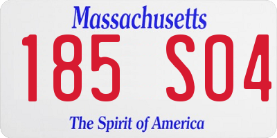 MA license plate 185SO4