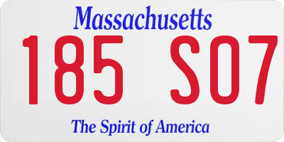 MA license plate 185SO7