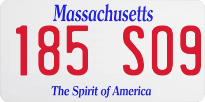 MA license plate 185SO9