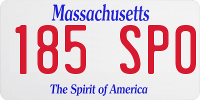 MA license plate 185SP0