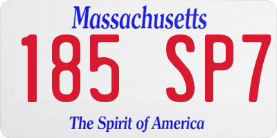 MA license plate 185SP7