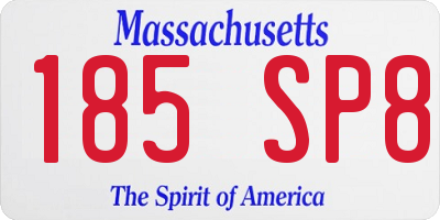 MA license plate 185SP8