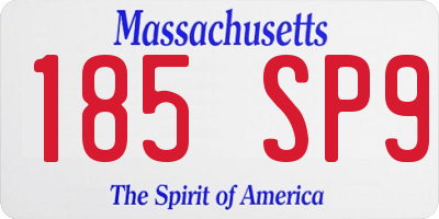 MA license plate 185SP9