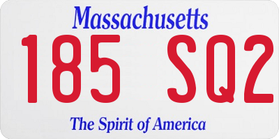 MA license plate 185SQ2