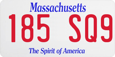 MA license plate 185SQ9