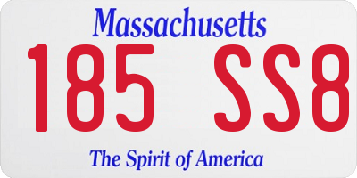 MA license plate 185SS8