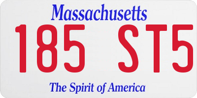 MA license plate 185ST5