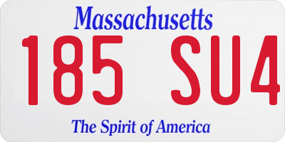 MA license plate 185SU4