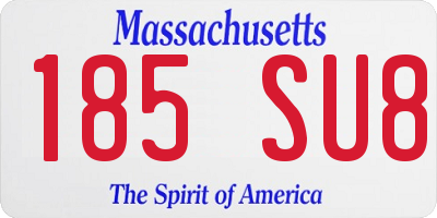 MA license plate 185SU8