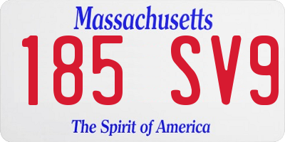 MA license plate 185SV9