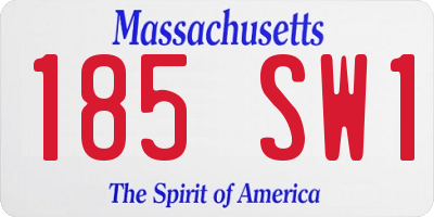 MA license plate 185SW1