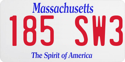 MA license plate 185SW3