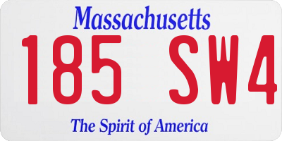 MA license plate 185SW4