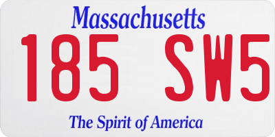 MA license plate 185SW5