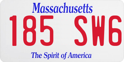MA license plate 185SW6