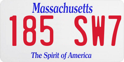 MA license plate 185SW7