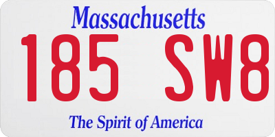 MA license plate 185SW8